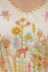 Dusty Rose Kurta Set with Floral Print Dupatta