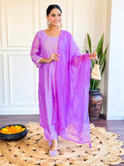Lilac Kurta Set with Sequin Work
