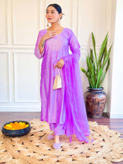 Lilac Kurta Set with Sequin Work