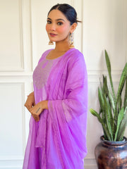 Lilac Kurta Set with Sequin Work