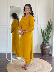 Hot Pink Kurta Set with Heavy Embroidery