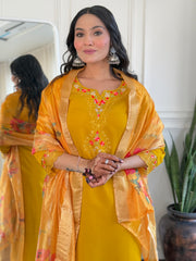 Hot Pink Kurta Set with Heavy Embroidery