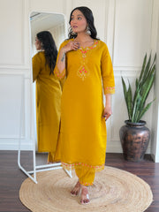 Hot Pink Kurta Set with Heavy Embroidery