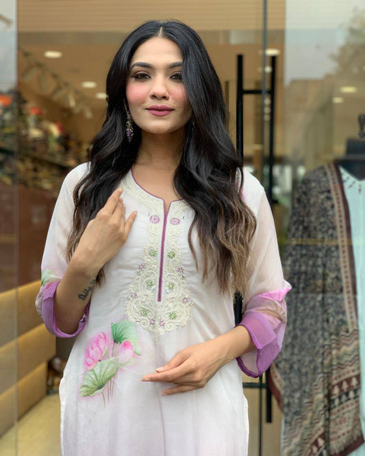 Lilac Floral Kurta Set