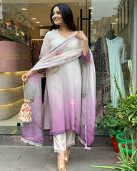 Lilac Floral Kurta Set