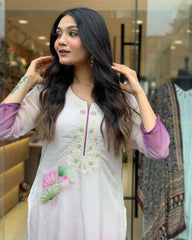 Lilac Floral Kurta Set