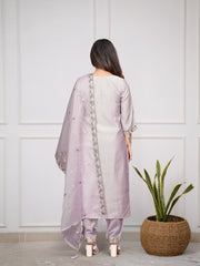 Lilac Kurta Set with Subtle Mirror Work Dupatta