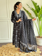 Dusty Rose Kurta Set with Floral Print Dupatta