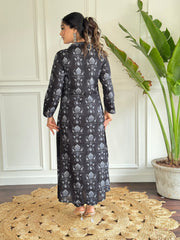 Dusty Rose Kurta Set with Floral Print Dupatta