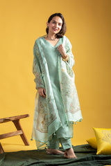 Dusty Rose Kurta Set with Floral Print Dupatta