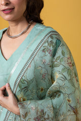 Dusty Rose Kurta Set with Floral Print Dupatta