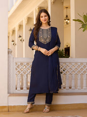Dusty Rose Kurta Set with Floral Print Dupatta