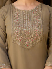 Dusty Rose Kurta Set with Floral Print Dupatta