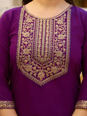 Dusty Rose Kurta Set with Floral Print Dupatta