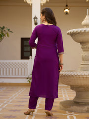 Dusty Rose Kurta Set with Floral Print Dupatta