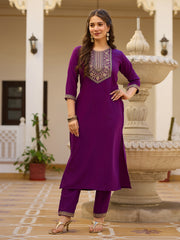 Dusty Rose Kurta Set with Floral Print Dupatta