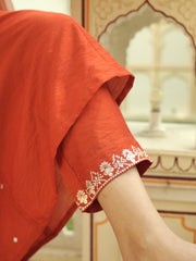 Dusty Rose Kurta Set with Floral Print Dupatta