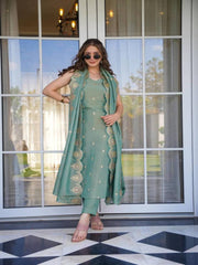Dusty Rose Kurta Set with Floral Print Dupatta