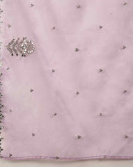 Lavender Silk Kurta Set with Mirror Work