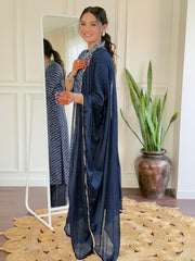 Navy Blue Striped Kurta Set