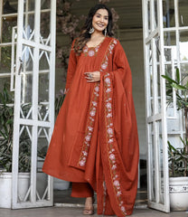 Purple Anarkali Kurta Set with Floral Embroidery