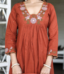 Purple Anarkali Kurta Set with Floral Embroidery