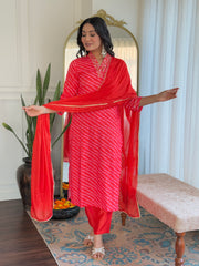 Navy Blue Striped Kurta Set