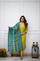 White Kurta Set with Pink Printed Silk Dupatta