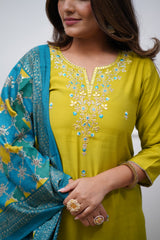 White Kurta Set with Pink Printed Silk Dupatta