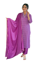 Navy Blue Striped Kurta Set