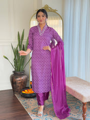Navy Blue Striped Kurta Set