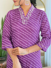 Navy Blue Striped Kurta Set