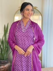 Navy Blue Striped Kurta Set