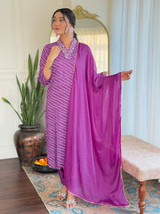 Navy Blue Striped Kurta Set