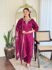 Teal Blue Embroidered Kurta Set