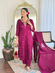 Teal Blue Embroidered Kurta Set