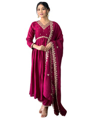 Maroon Anarkali Kurta Set