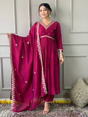Maroon Anarkali Kurta Set