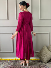 Maroon Anarkali Kurta Set