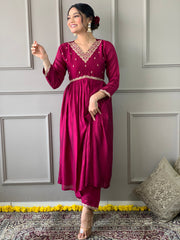 Maroon Anarkali Kurta Set