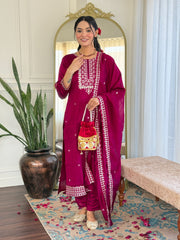 Orange Anarkali Set with White Floral Print