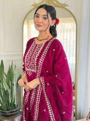 Orange Anarkali Set with White Floral Print