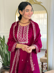Orange Anarkali Set with White Floral Print