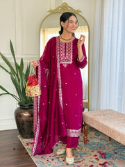 Orange Anarkali Set with White Floral Print