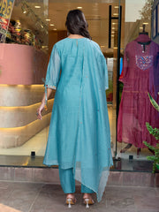 Maroon Silk Anarkali Set with Embroidered Yoke