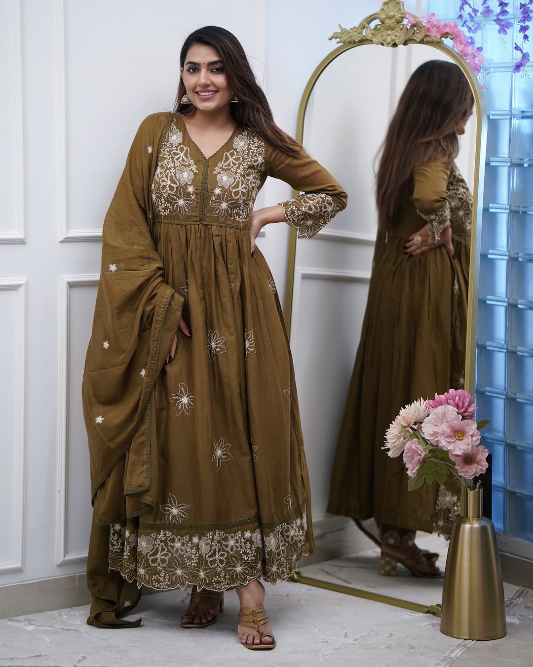 Black Kurta Set with Printed Dupatta