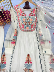 Off White Printed Anarkali Kurta Set