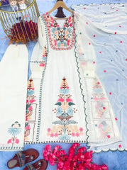 Off White Printed Anarkali Kurta Set