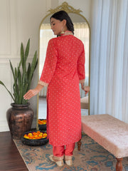 Rani Pink Kurta Set with Bandhani Dupatta
