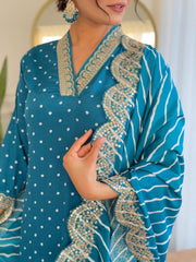 Rani Pink Kurta Set with Bandhani Dupatta